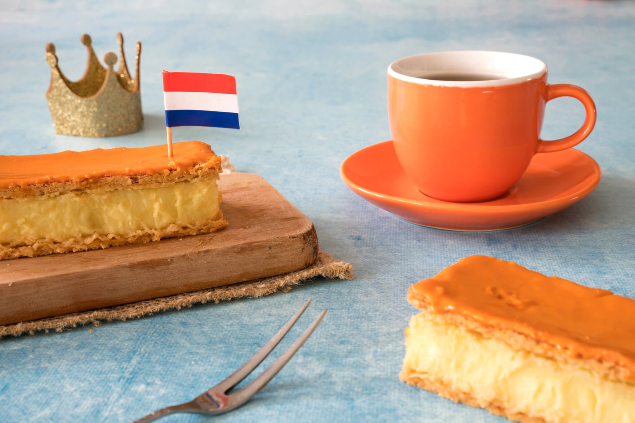 Orange,Tompouce,,Traditional,Dutch,Treat,With,Pudding,And,Frosting,On